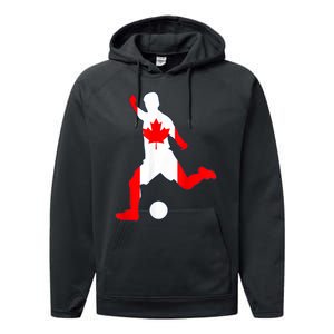 Canada Flag Soccer Player Canadian Pride Performance Fleece Hoodie