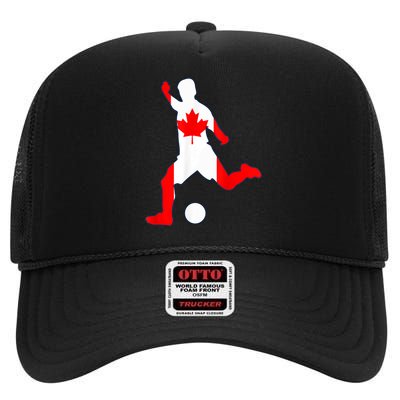 Canada Flag Soccer Player Canadian Pride High Crown Mesh Back Trucker Hat