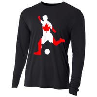 Canada Flag Soccer Player Canadian Pride Cooling Performance Long Sleeve Crew