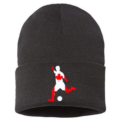 Canada Flag Soccer Player Canadian Pride Sustainable Knit Beanie