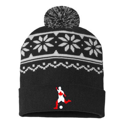 Canada Flag Soccer Player Canadian Pride USA-Made Snowflake Beanie