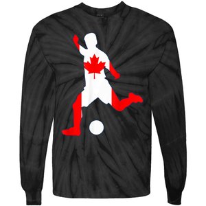 Canada Flag Soccer Player Canadian Pride Tie-Dye Long Sleeve Shirt