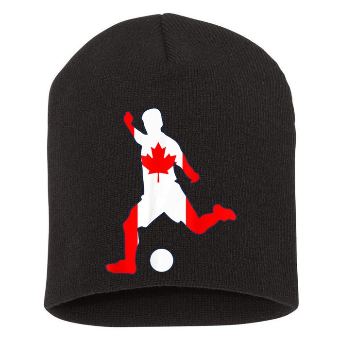 Canada Flag Soccer Player Canadian Pride Short Acrylic Beanie