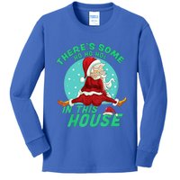 Christmas Funny Santa Theres Some Ho Ho Hos In This House Gift Kids Long Sleeve Shirt