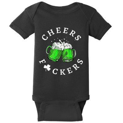 Cheers Fckers' St Patricks Day Beer Drinking Funny Baby Bodysuit