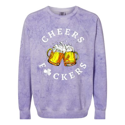 Cheers Fuckers St Patricks Day, Beer Drinking Colorblast Crewneck Sweatshirt