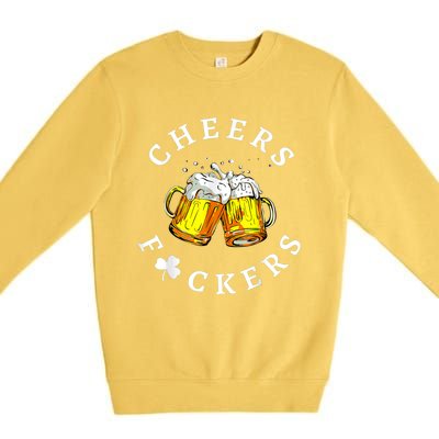 Cheers Fuckers St Patricks Day, Beer Drinking Premium Crewneck Sweatshirt