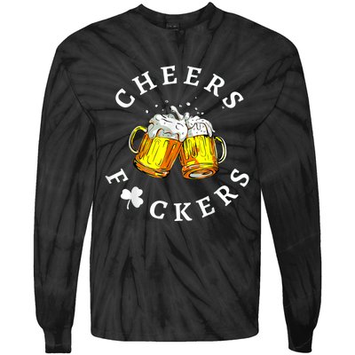 Cheers Fuckers St Patricks Day, Beer Drinking Tie-Dye Long Sleeve Shirt