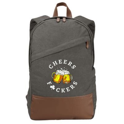 Cheers Fuckers St Patricks Day, Beer Drinking Cotton Canvas Backpack