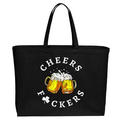 Cheers Fuckers St Patricks Day, Beer Drinking Cotton Canvas Jumbo Tote