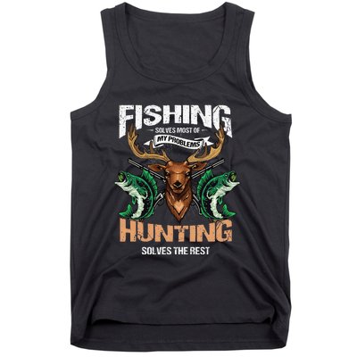 Cute Fishing Solves Most Of My Problems Deer Hunting Tank Top