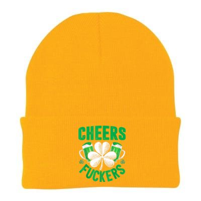 Cheers Fuckers St Patricks Day Funny Beer Drinking Mugs Knit Cap Winter Beanie