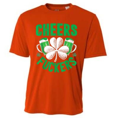 Cheers Fuckers St Patricks Day Funny Beer Drinking Mugs Cooling Performance Crew T-Shirt