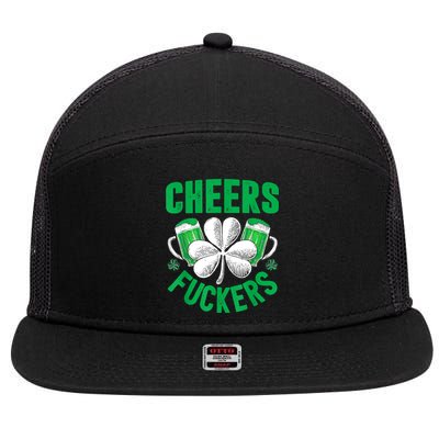 Cheers Fuckers St Patricks Day Funny Beer Drinking Mugs 7 Panel Mesh Trucker Snapback Hat