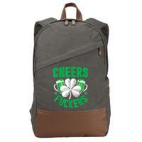Cheers Fuckers St Patricks Day Funny Beer Drinking Mugs Cotton Canvas Backpack