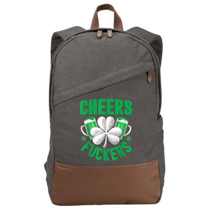 Cheers Fuckers St Patricks Day Funny Beer Drinking Mugs Cotton Canvas Backpack