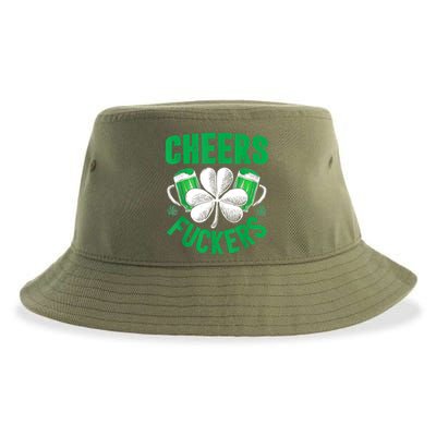 Cheers Fuckers St Patricks Day Funny Beer Drinking Mugs Sustainable Bucket Hat