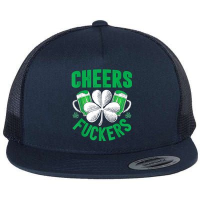 Cheers Fuckers St Patricks Day Funny Beer Drinking Mugs Flat Bill Trucker Hat