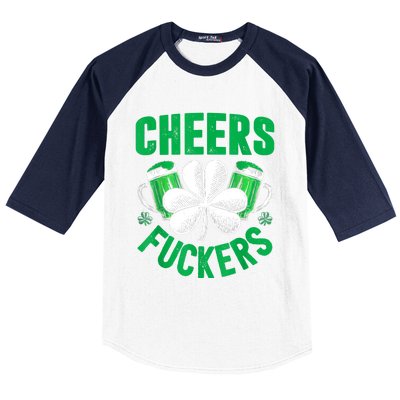 Cheers Fuckers St Patricks Day Funny Beer Drinking Mugs Baseball Sleeve Shirt