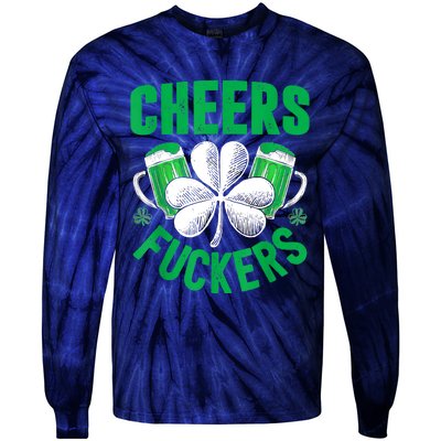 Cheers Fuckers St Patricks Day Funny Beer Drinking Mugs Tie-Dye Long Sleeve Shirt