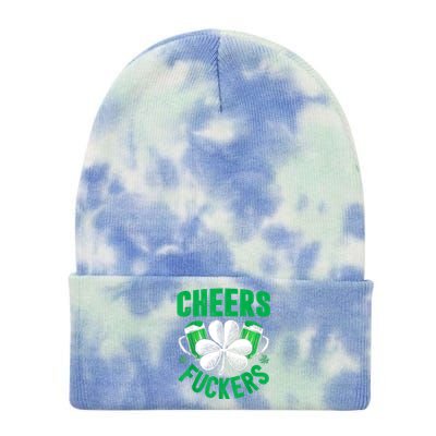 Cheers Fuckers St Patricks Day Funny Beer Drinking Mugs Tie Dye 12in Knit Beanie