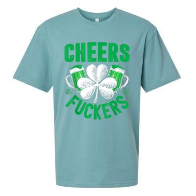 Cheers Fuckers St Patricks Day Funny Beer Drinking Mugs Sueded Cloud Jersey T-Shirt