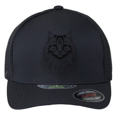 Cat Fingerprint Siberian Forest Dad Mom Flexfit Unipanel Trucker Cap