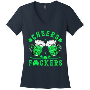 Cheers Fuckers St Patricks Day Funny Beer Drinking Mugs Women's V-Neck T-Shirt