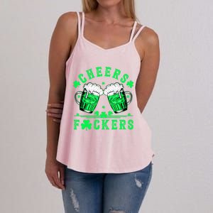 Cheers Fuckers St Patricks Day Funny Beer Drinking Mugs Women's Strappy Tank