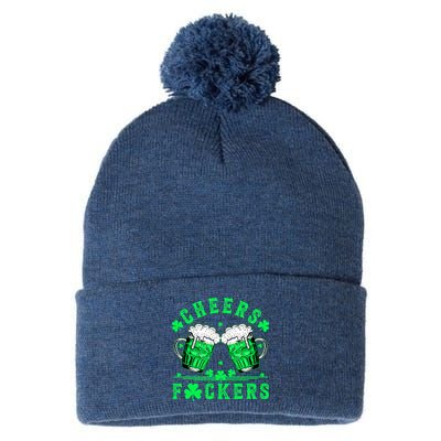 Cheers Fuckers St Patricks Day Funny Beer Drinking Mugs Pom Pom 12in Knit Beanie