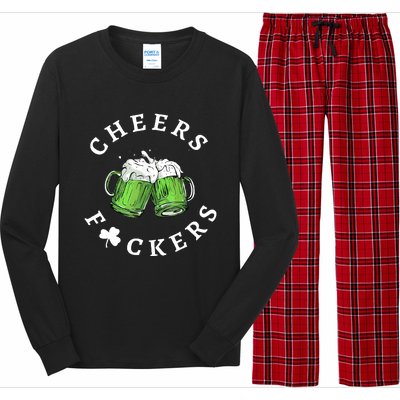 Cheers Fuckers St Patricks Day Funny Beer Drinking Mugs Long Sleeve Pajama Set