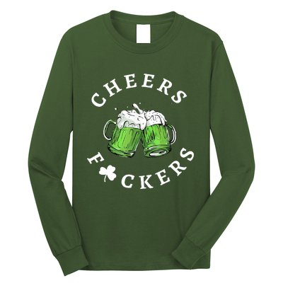 Cheers Fuckers St Patricks Day Funny Beer Drinking Mugs Long Sleeve Shirt