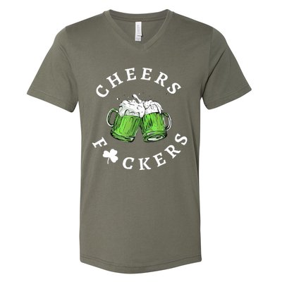 Cheers Fuckers St Patricks Day Funny Beer Drinking Mugs V-Neck T-Shirt