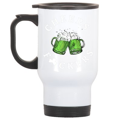 Cheers Fuckers St Patricks Day Funny Beer Drinking Mugs Stainless Steel Travel Mug