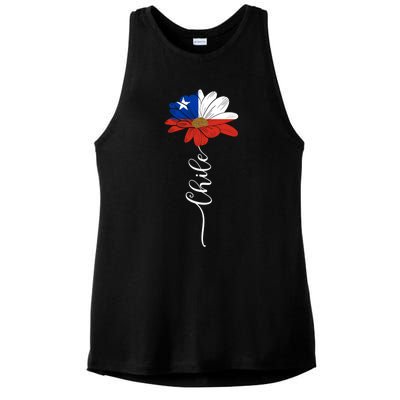 Chile Flag Sunflower Vintage Chileans Lover Taiwan Gift Ladies PosiCharge Tri-Blend Wicking Tank