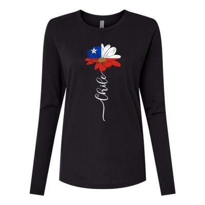 Chile Flag Sunflower Vintage Chileans Lover Taiwan Gift Womens Cotton Relaxed Long Sleeve T-Shirt