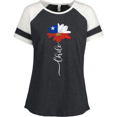 Chile Flag Sunflower Vintage Chileans Lover Taiwan Gift Enza Ladies Jersey Colorblock Tee