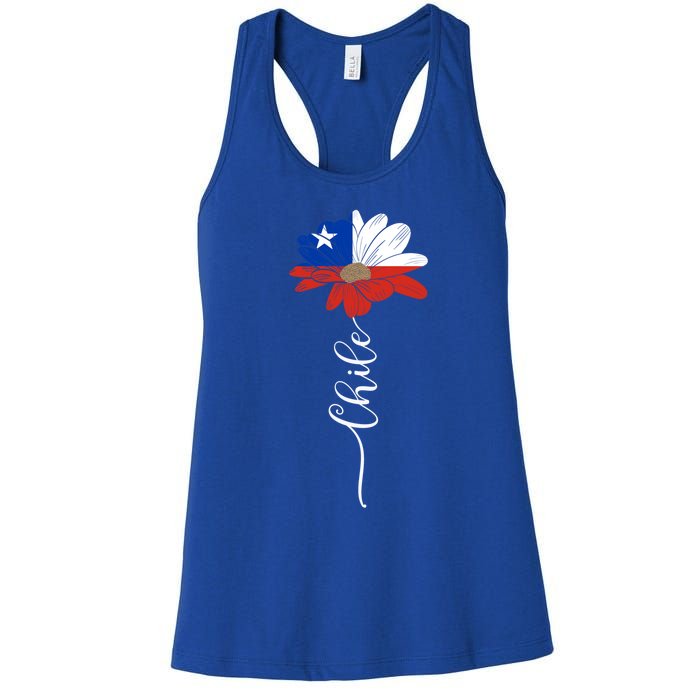 Chile Flag Sunflower Vintage Chileans Lover Taiwan Gift Women's Racerback Tank