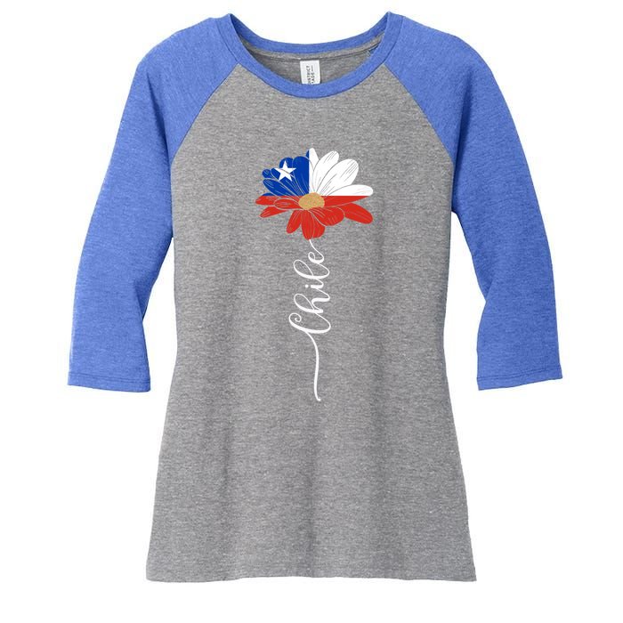 Chile Flag Sunflower Vintage Chileans Lover Taiwan Gift Women's Tri-Blend 3/4-Sleeve Raglan Shirt