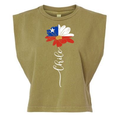 Chile Flag Sunflower Vintage Chileans Lover Taiwan Gift Garment-Dyed Women's Muscle Tee