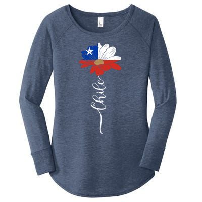 Chile Flag Sunflower Vintage Chileans Lover Taiwan Gift Women's Perfect Tri Tunic Long Sleeve Shirt