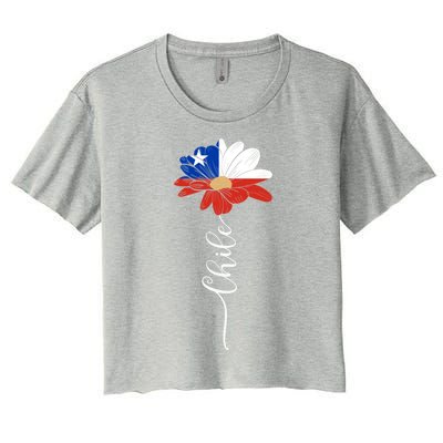 Chile Flag Sunflower Vintage Chileans Lover Taiwan Gift Women's Crop Top Tee