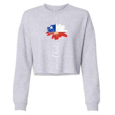 Chile Flag Sunflower Vintage Chileans Lover Taiwan Gift Cropped Pullover Crew