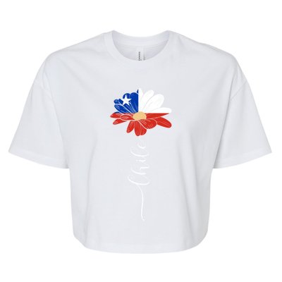 Chile Flag Sunflower Vintage Chileans Lover Taiwan Gift Bella+Canvas Jersey Crop Tee