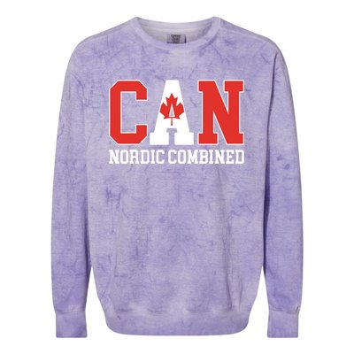 Canada Flag Skier Canadian CAN Nordic Combined Colorblast Crewneck Sweatshirt