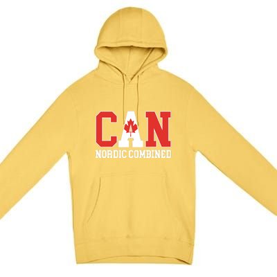 Canada Flag Skier Canadian CAN Nordic Combined Premium Pullover Hoodie