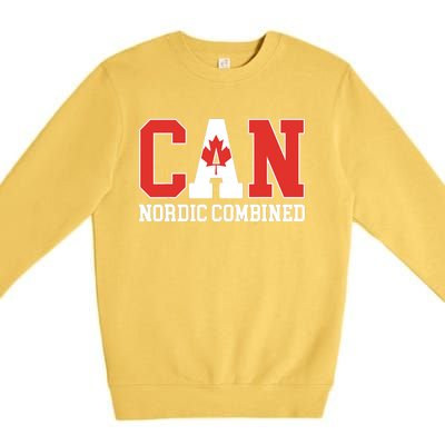 Canada Flag Skier Canadian CAN Nordic Combined Premium Crewneck Sweatshirt