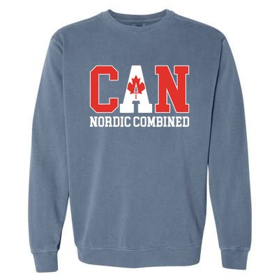 Canada Flag Skier Canadian CAN Nordic Combined Garment-Dyed Sweatshirt