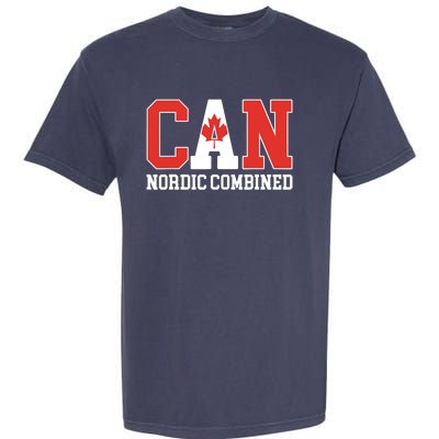 Canada Flag Skier Canadian CAN Nordic Combined Garment-Dyed Heavyweight T-Shirt