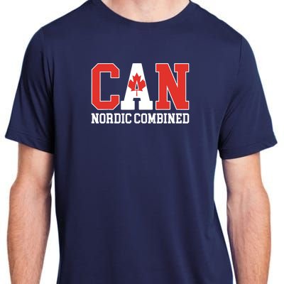 Canada Flag Skier Canadian CAN Nordic Combined Adult ChromaSoft Performance T-Shirt